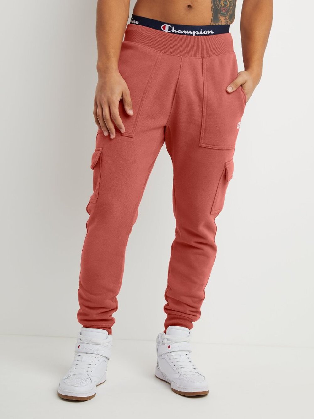 Champion Reverse Weave Cargo Joggers in Sandalwood Red - sz L